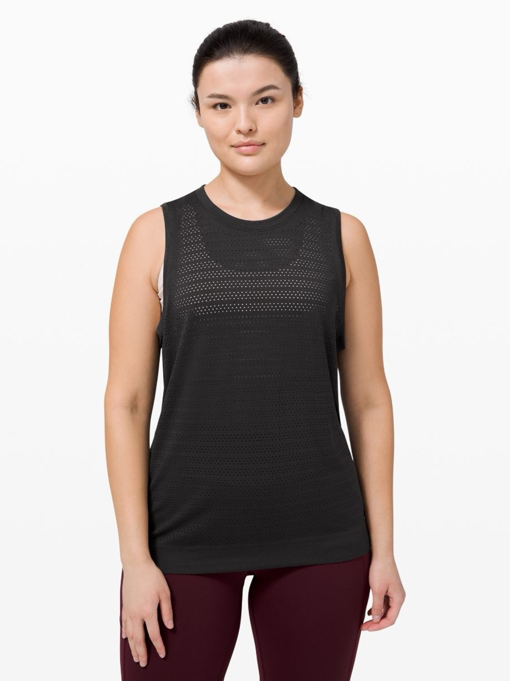 Lululemon Women’s Swiftly Breathe Muscle Tank Black Approx Size M/L Workout EUC